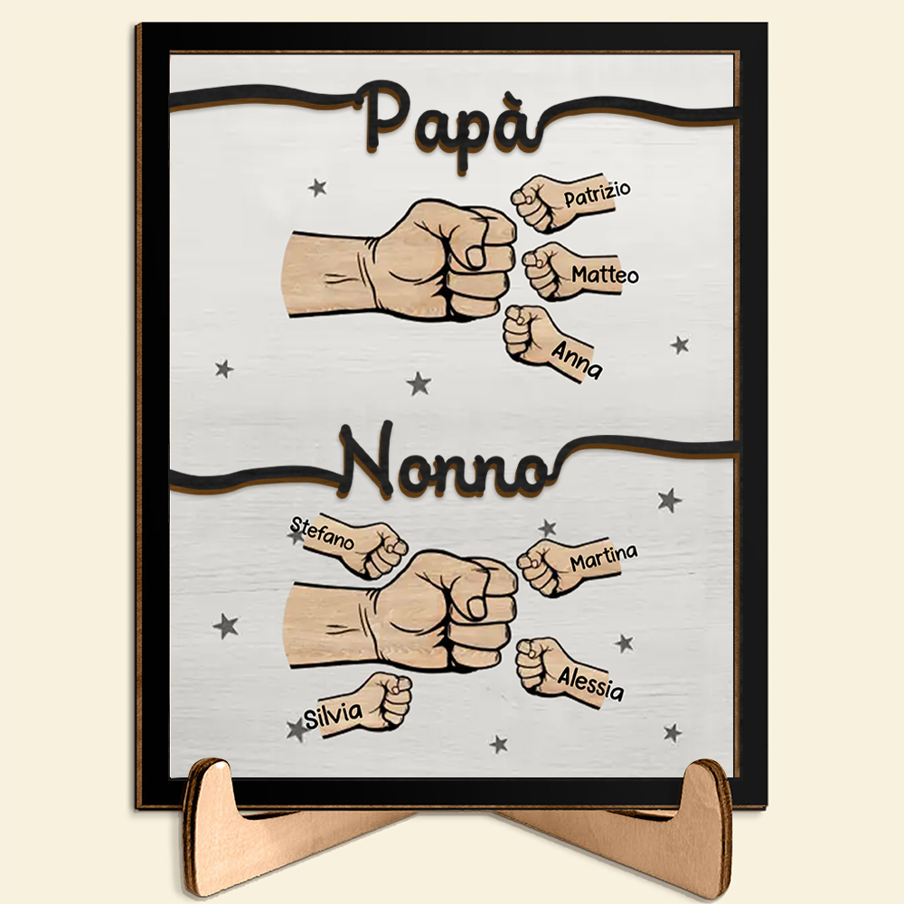 All'inizio papà,ora nonno-Targa pugno a pugno con nomi personalizzabili famiglia regalo