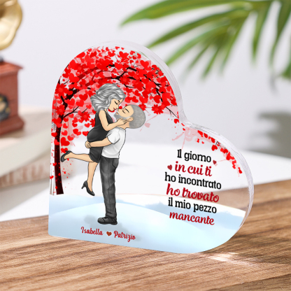 Decorazione Cuore Personalizzata in Acrilico - Coppia in Abbraccio con 2 Nomi Personalizzati | Jessemade