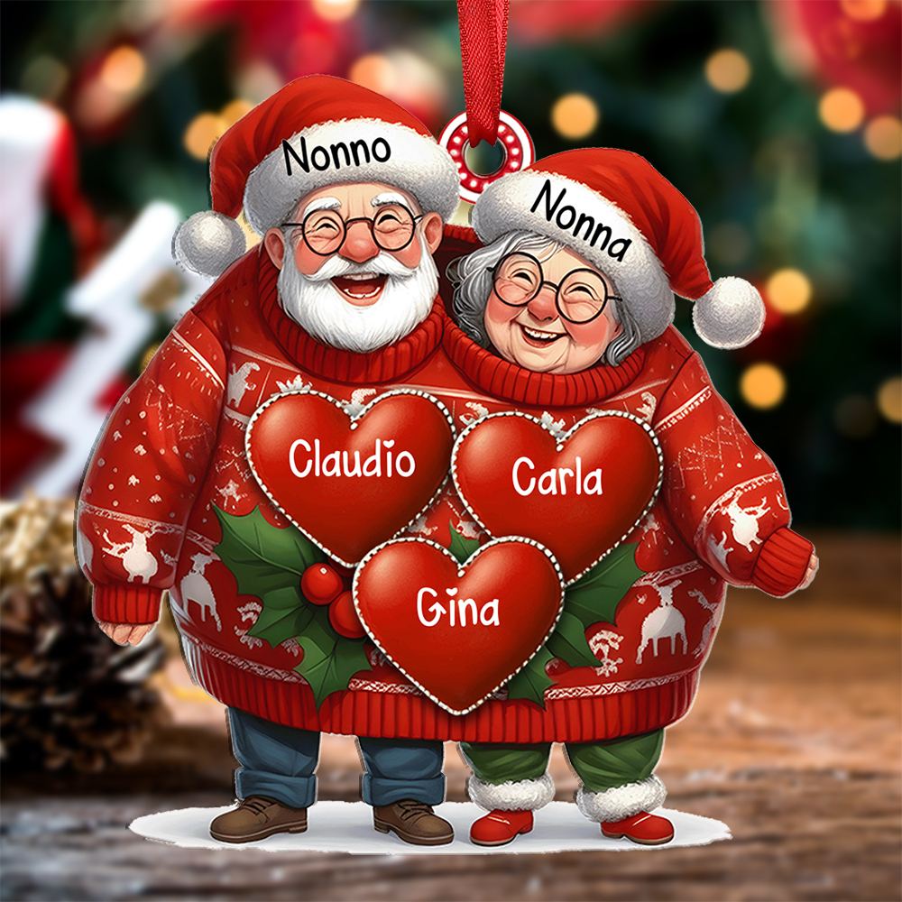 Pendente natalizio personalizzato – Regalo di Natale per la famiglia con 3-8 nomi personalizzati per nonno e nonna | Jessemade