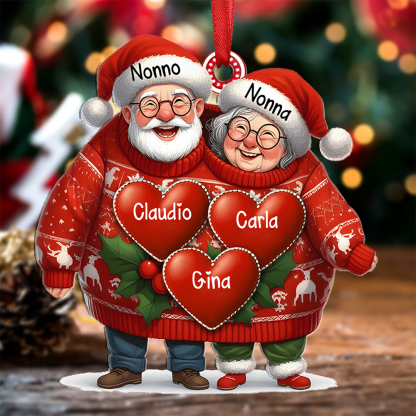 Pendente natalizio personalizzato – Regalo di Natale per la famiglia con 3-8 nomi personalizzati per nonno e nonna | Jessemade