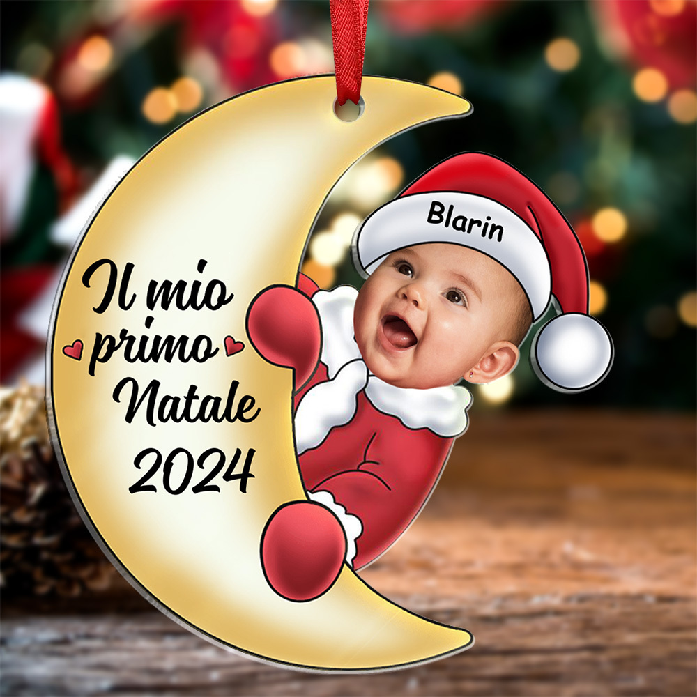 Ornamento di Natale a Forma di Luna Personalizzato per il Primo Natale del Bambino | Jessemade - Regalo di Natale per la famiglia