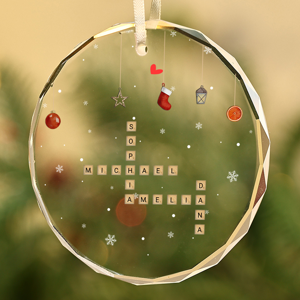 Decorazione Personalizzata con Nomi e Testi - Puzzle Scrabble Natalizio, Regalo di Natale per Famiglia | Jessemade