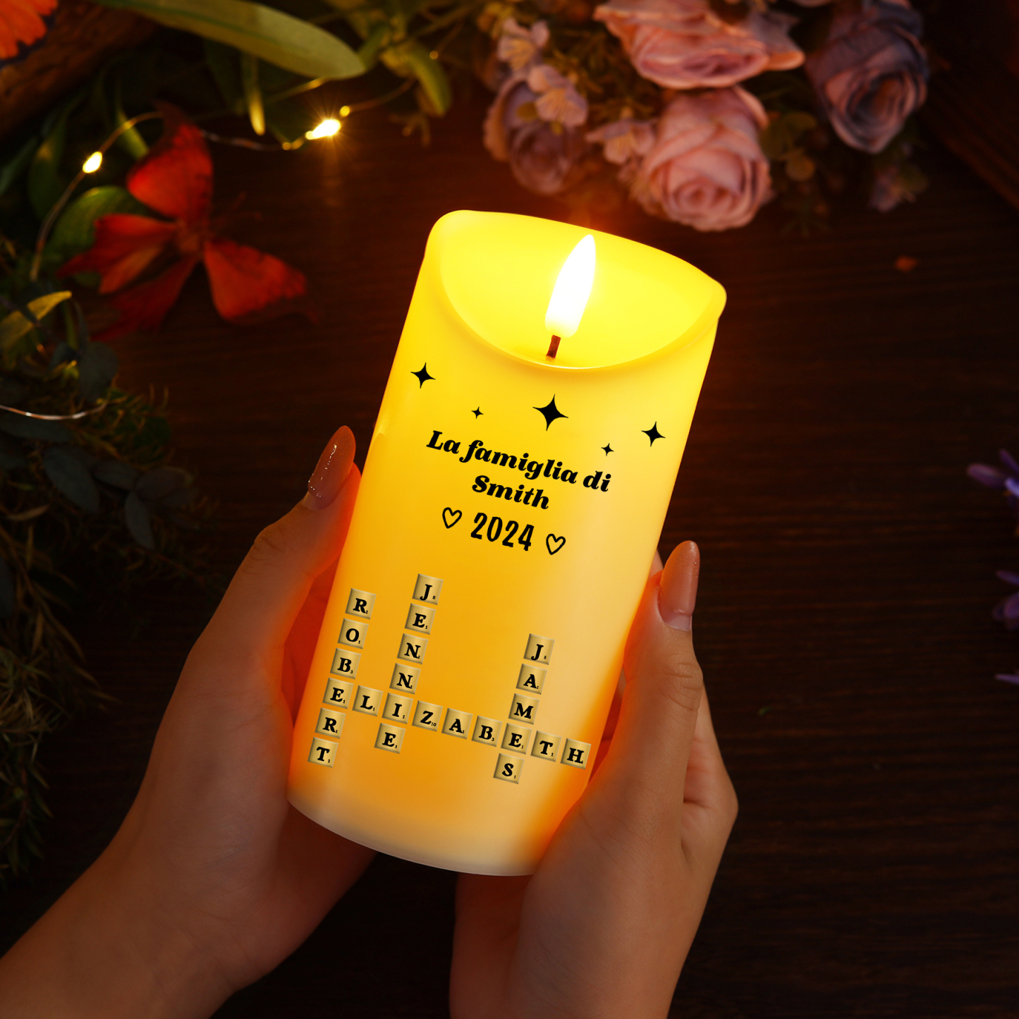 [Copy]Candela LED Commemorativa Personalizzata con 1 Nome e 1 Data - "La Bella Vita"  - Regalo di Natale per Famiglia | Jessemade
