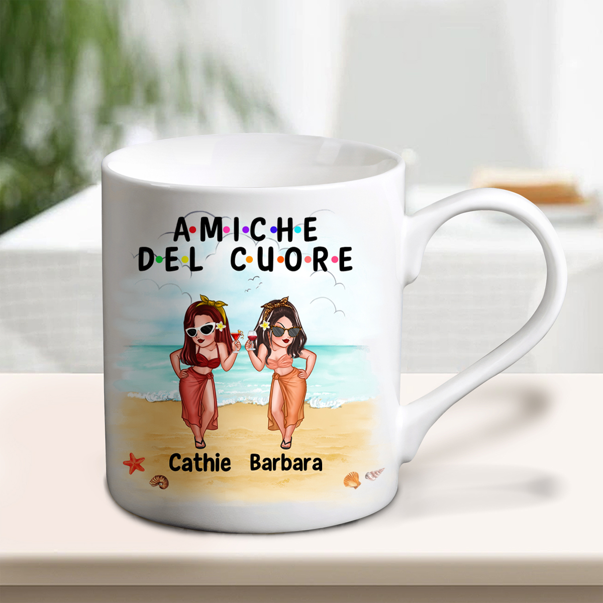 Amiche del cuore-Tazza con immagine sulla spiaggia personalizzabile per sorella/amica | Jessemade