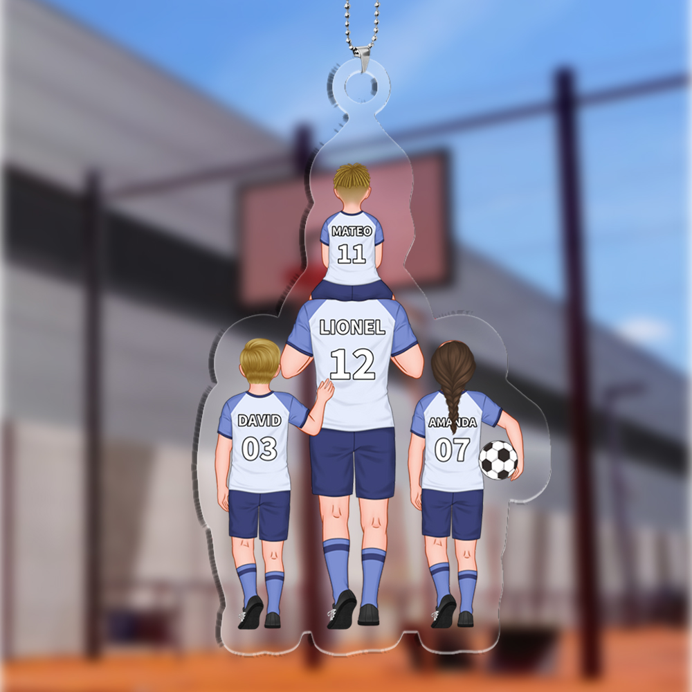 Portachiavi/Hang Tag Personalizzato in Acrilico – Stile Calcio – Fino a 4 Nomi – Regalo Speciale per Papà | Jessemade
