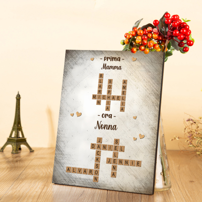 Stampa su Legno Personalizzata – Cruciverba con Nomi – Regalo per la Festa della Mamma