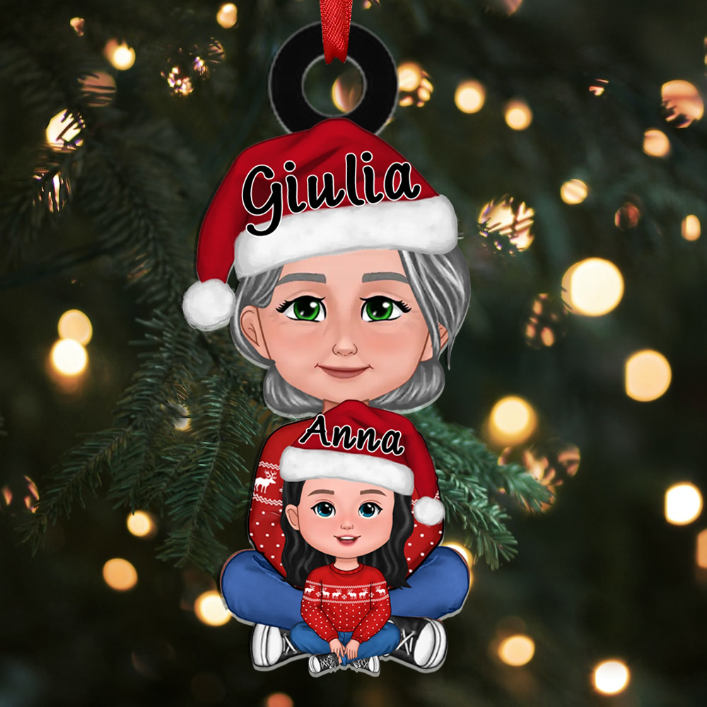 Portachiavi/Pendente acrilico nonna ed io con immagine e nomi personalizzati regalo per nonna