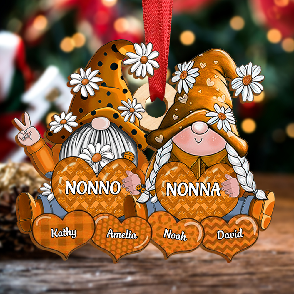 Decorazione appesa domestica ornamento di legno gnomo gnoma personalizzato nonni nonno nonna