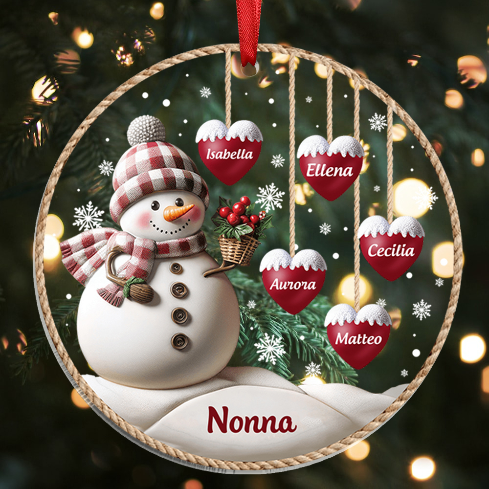 Nonna-Portachiavi/Pendente acrilico pupazzo di neve con nomi personalizzati regalo per famiglia