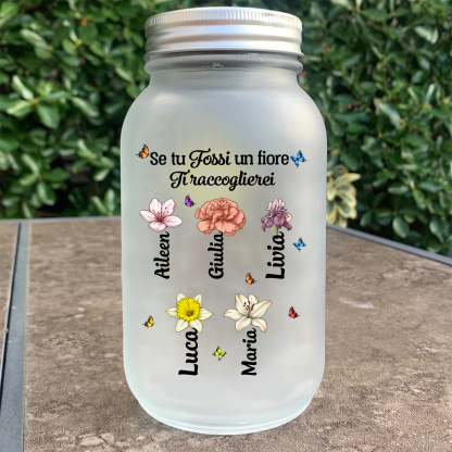 Lampada personalizzata di vetro con fiori di nascita e 1-10 nomi personalizzati Regalo di Natale per gli amici o membri della famiglia | Jessemade