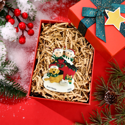 Ornamenti cane e famiglia per albero di Natale decorazione casa 3 nomi personalizzati