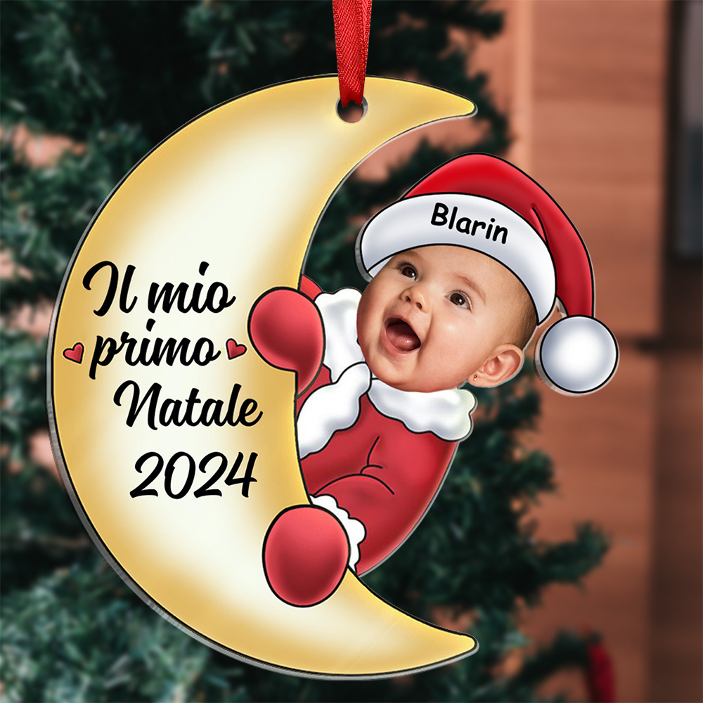 Ornamento di Natale a Forma di Luna Personalizzato per il Primo Natale del Bambino | Jessemade - Regalo di Natale per la famiglia