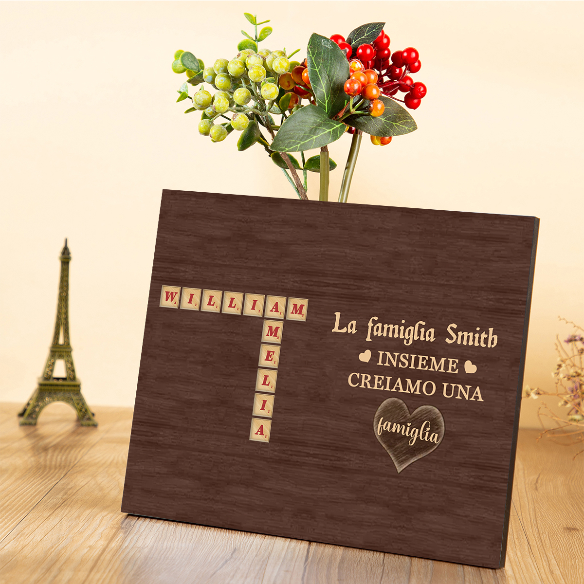 Jessemade IT Targa di legno mano a mano 1 nome personalizzabile regalo per nonno