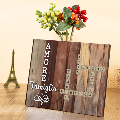 Targa in Legno Personalizzata - Incisioni Fino a 12 Nomi - Decorazione