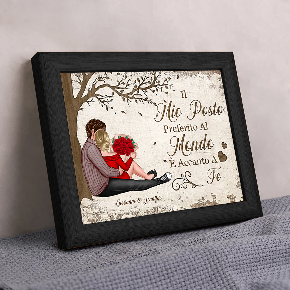 Cornice con Luce Notturna Personalizzata – con 2 Nomi – "Il Mio Posto Preferito al Mondo è Accanto a Te", Regalo di San Valentino per Lei/Lui | Jessemade