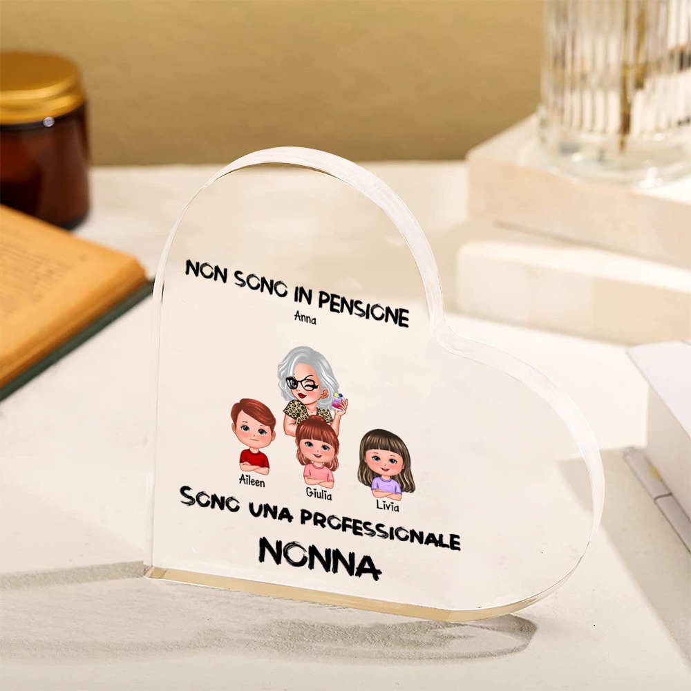 Sono una professionale NONNA-Decorazione acrilica con Immagini personalizzabili forma di cuore per nonna/mamma | Jessemade