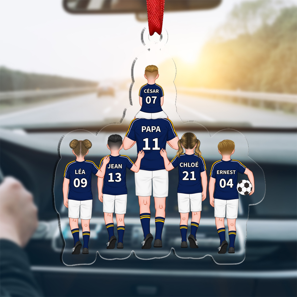 Portachiavi/Hang Tag Personalizzato in Acrilico – Stile Calcio – Fino a 4 Nomi – Regalo Speciale per Papà | Jessemade