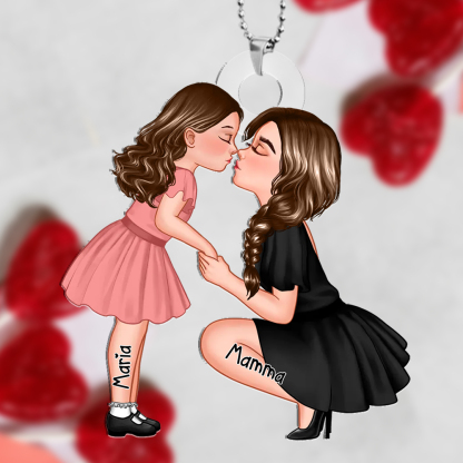 [Copy]Portachiavi Acrilico Personalizzato – Mamma & Figlio/Figlia con 2 Nomi – Accessorio Calcio Regalo Speciale | Jessemade