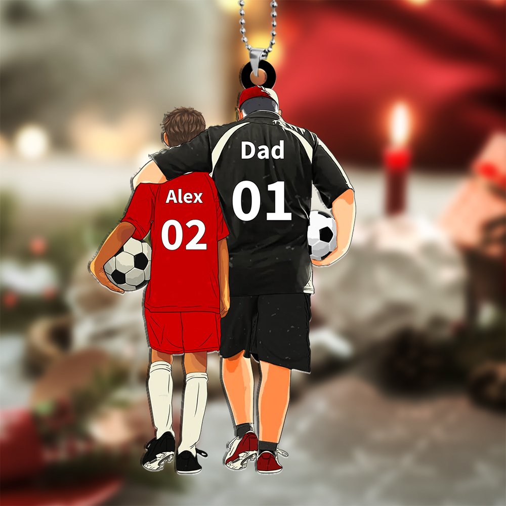 Personalised Acrylic Ornament – Custom Father & Child Design, Football-Themed Gift for Family | Jessemade