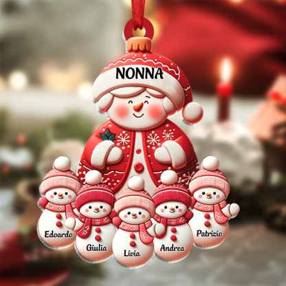 pupazzo di neve-Portachiavi/Pendente legno con nomi personalizzati regalo per nonna