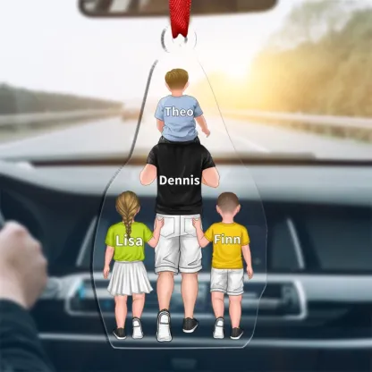 Portachiavi/Pendente Acrilico Personalizzato Incisione con 2-4 Nomi – Regalo Speciale per Papà e Famiglia | Jessemade