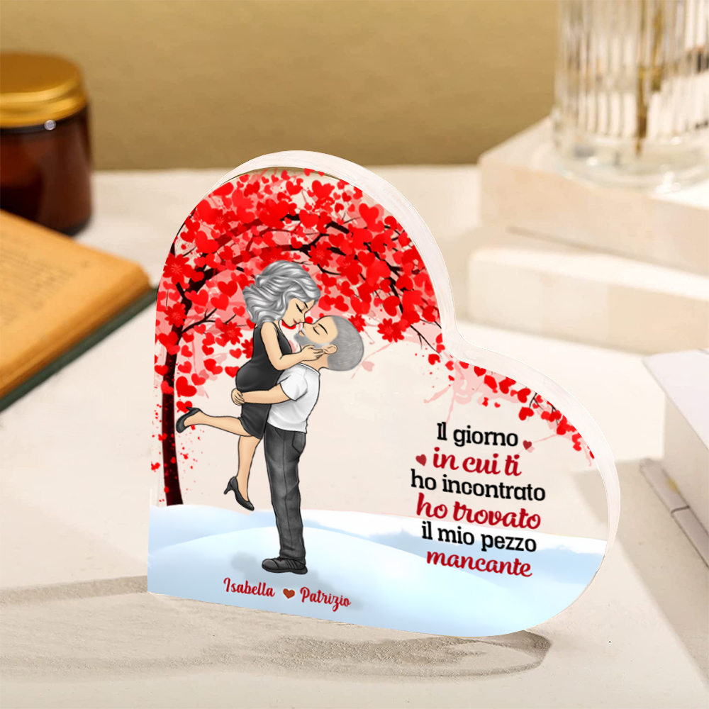 Decorazione Cuore Personalizzata in Acrilico - Coppia in Abbraccio con 2 Nomi Personalizzati | Jessemade