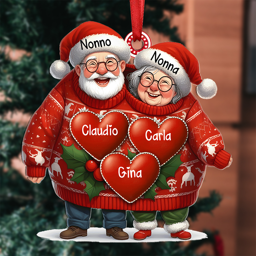 Pendente natalizio personalizzato – Regalo di Natale per la famiglia con 3-8 nomi personalizzati per nonno e nonna | Jessemade