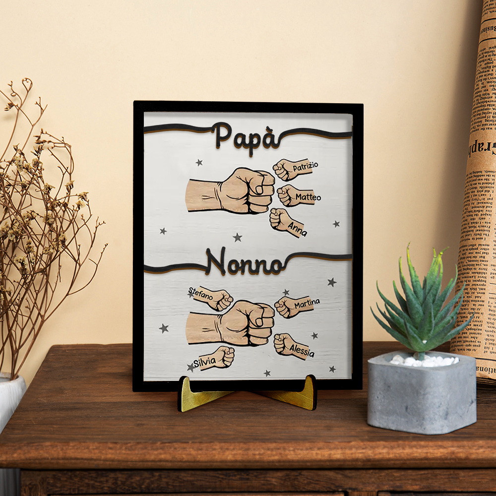 All'inizio papà,ora nonno-Targa pugno a pugno con nomi personalizzabili famiglia regalo