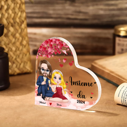 Ornamento Acrilico a Forma di Cuore Personalizzato con 2 Figure e Nomi - Regalo di Natale per Lui o Lei | Jessemade