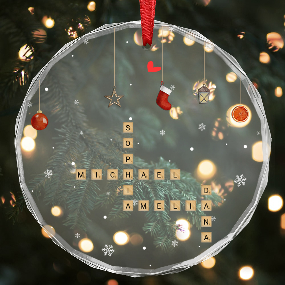 Decorazione Personalizzata con Nomi e Testi - Puzzle Scrabble Natalizio, Regalo di Natale per Famiglia | Jessemade