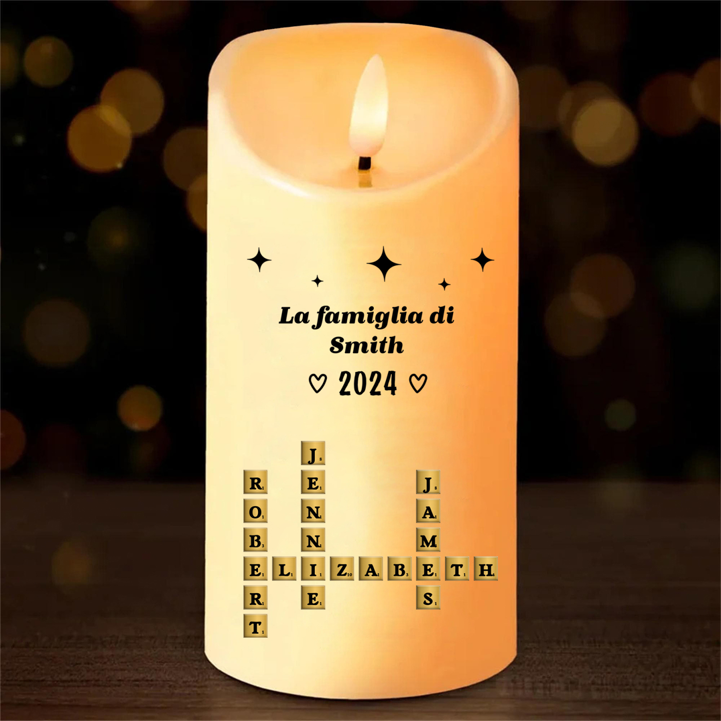 [Copy]Candela LED Commemorativa Personalizzata con 1 Nome e 1 Data - "La Bella Vita"  - Regalo di Natale per Famiglia | Jessemade