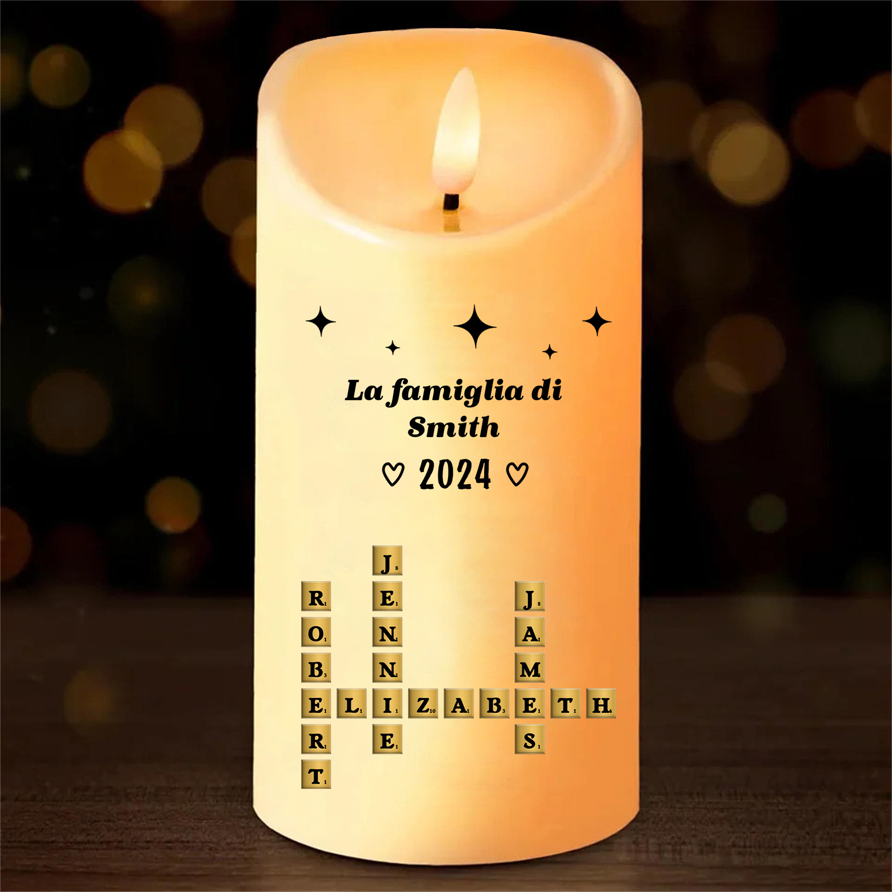 [Copy]Candela LED Commemorativa Personalizzata con 1 Nome e 1 Data - "La Bella Vita"  - Regalo di Natale per Famiglia | Jessemade