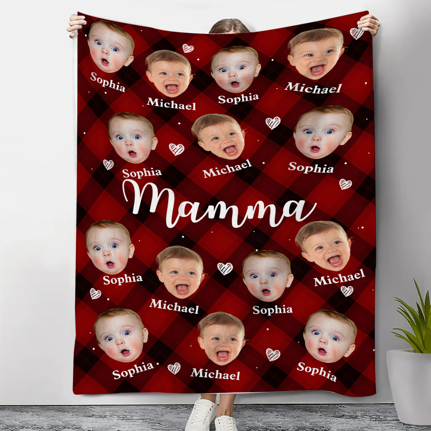 Coperta Personalizzata con Volti e Nomi dei Tuoi Bimbi – Il Regalo Più Dolce per una Mamma Speciale | Jessemade