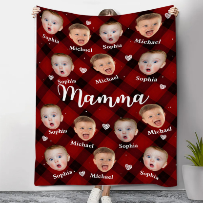 Coperta Personalizzata con Volti e Nomi dei Tuoi Bimbi – Il Regalo Più Dolce per una Mamma Speciale | Jessemade