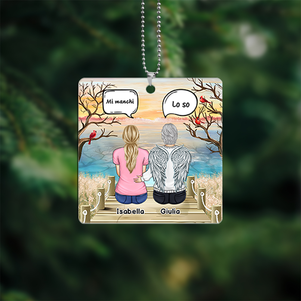 Portachiavi/Pendente acrilico nonna commemorativo con immagine e nomi personalizzati regalo per nonna