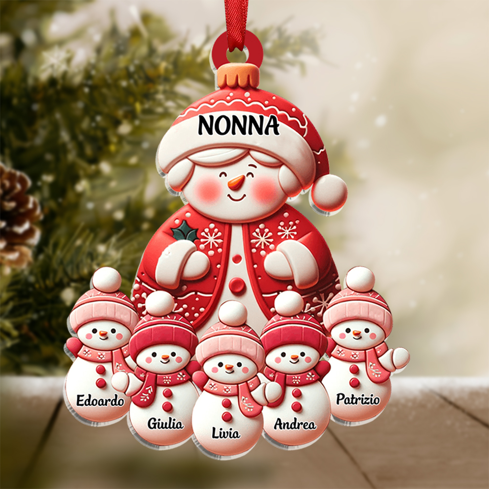 pupazzo di neve-Portachiavi/Pendente legno con nomi personalizzati regalo per nonna