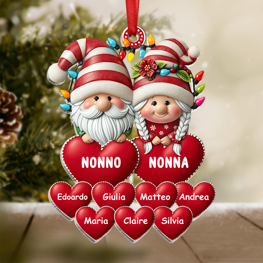 Nonna e Nonno-Portachiavi/Pendente acrilico con cuore e nomi personalizzati regalo per famiglia