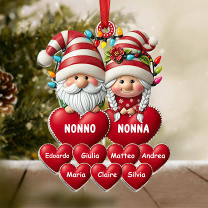 Nonna e Nonno-Portachiavi/Pendente acrilico con cuore e nomi personalizzati regalo per famiglia