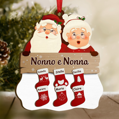 Pendente Natalizio Personalizzato in Legno per Nonno e Nonna 2-12 nomi personalizzati