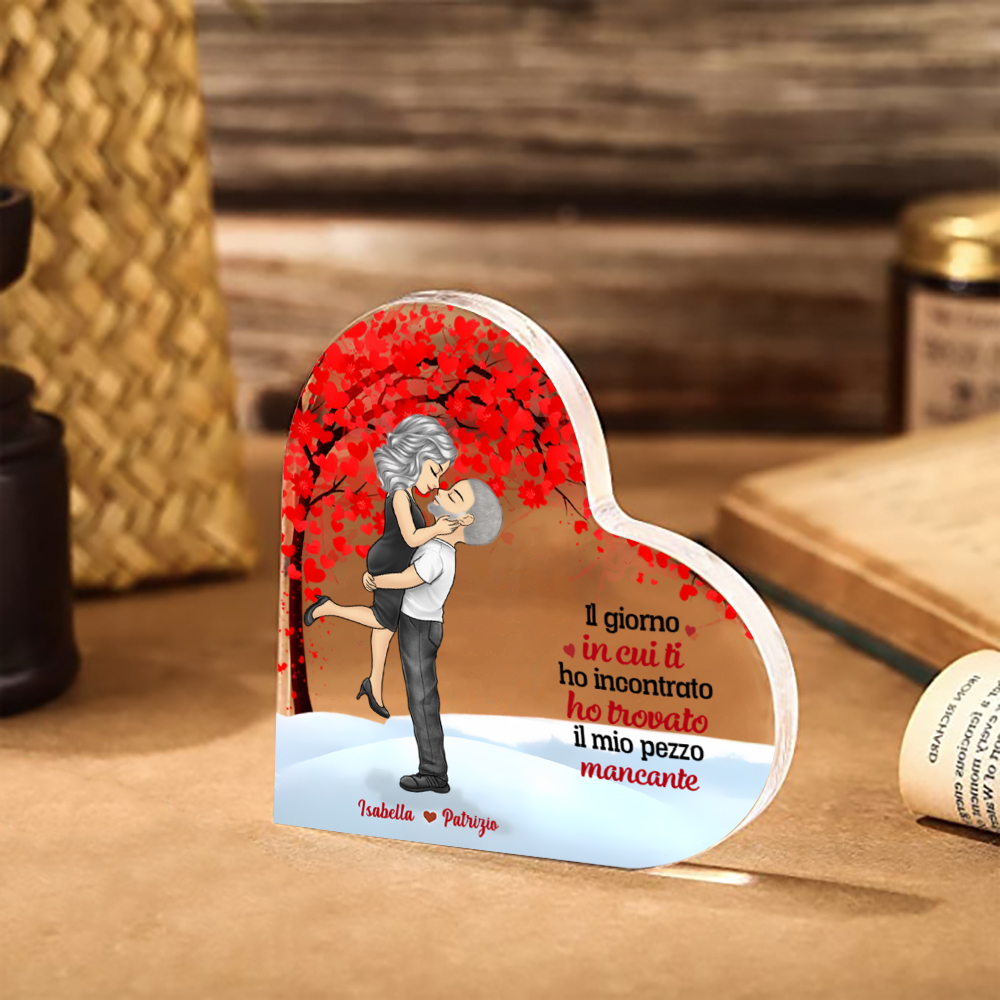 Decorazione Cuore Personalizzata in Acrilico - Coppia in Abbraccio con 2 Nomi Personalizzati | Jessemade