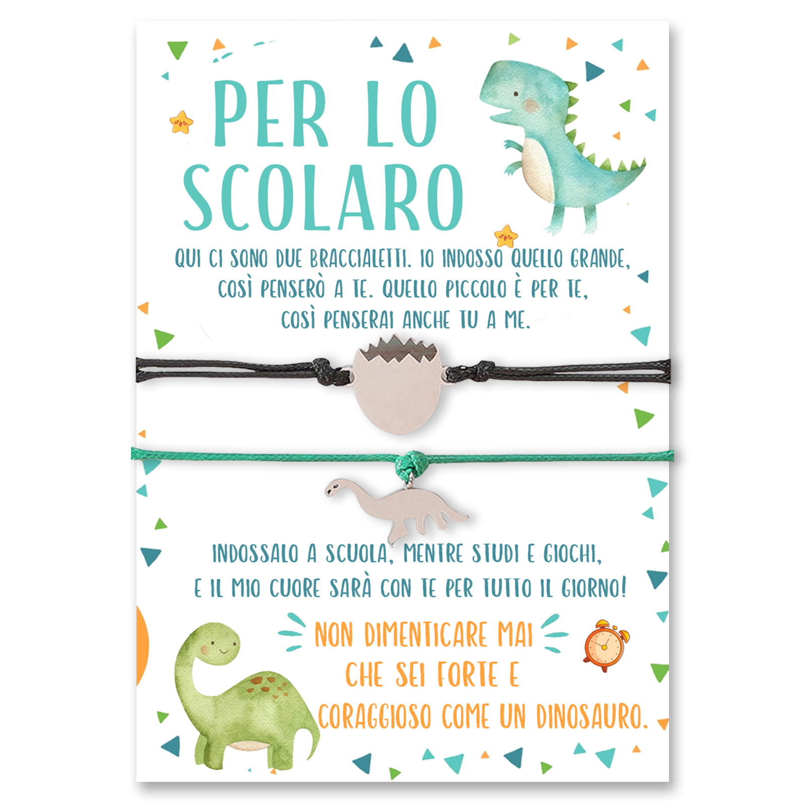 Per lo scolaro-2PCS Braccialetto dinosauro regorabile regalo per bambino con carta
