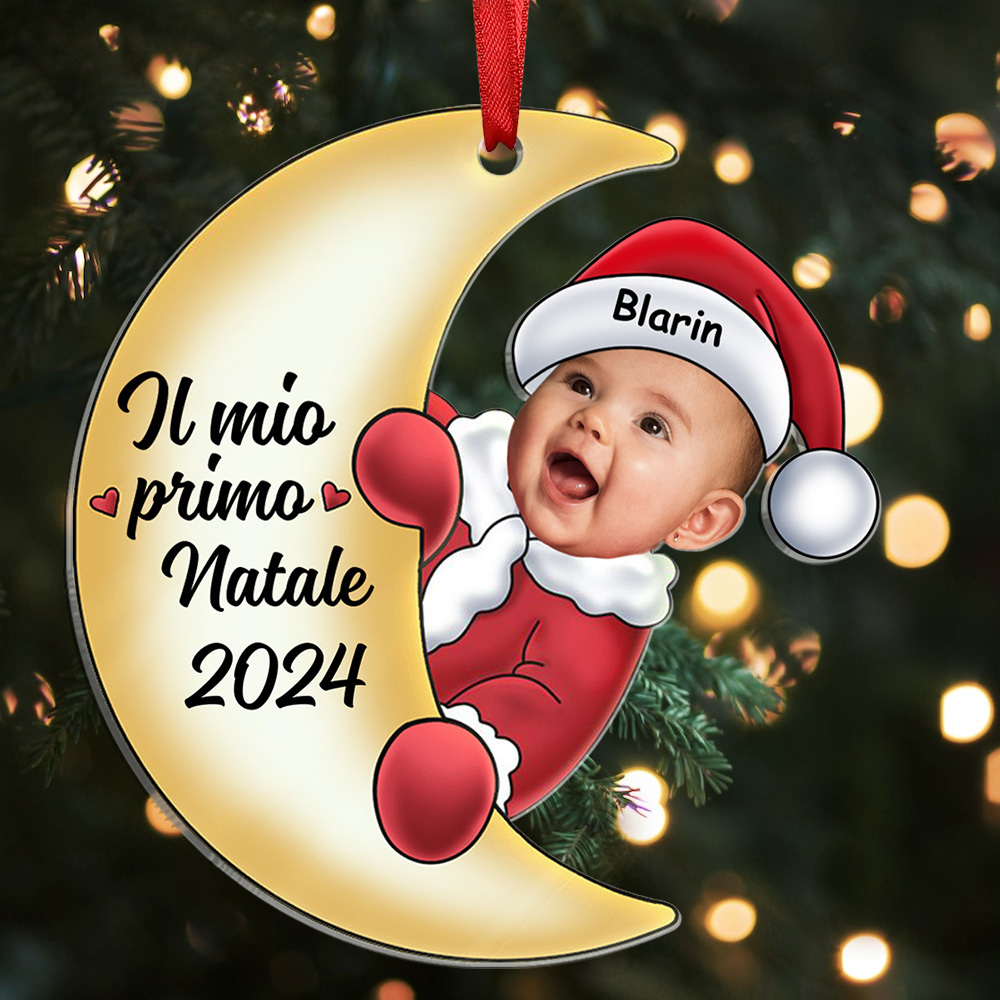 Ornamento di Natale a Forma di Luna Personalizzato per il Primo Natale del Bambino | Jessemade - Regalo di Natale per la famiglia