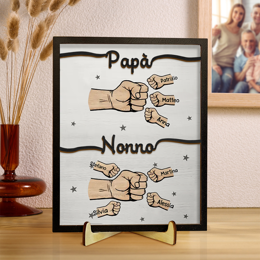 All'inizio papà,ora nonno-Targa pugno a pugno con nomi personalizzabili famiglia regalo