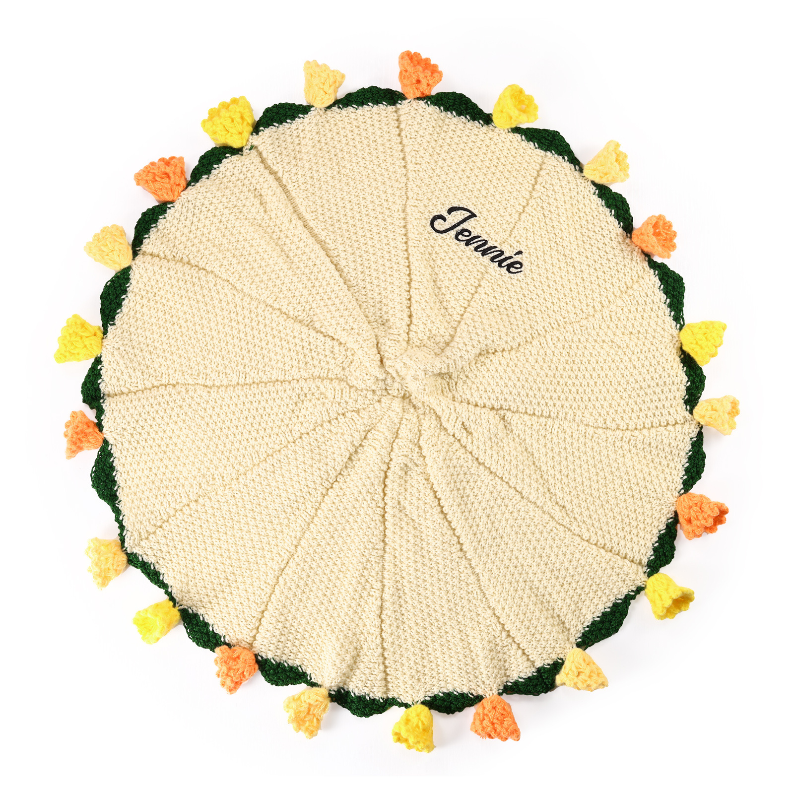 Coperta fatta a mano all'uncinetto con fiori personalizzati, nome personalizzato, regalo di compleanno per lei | Jessemade