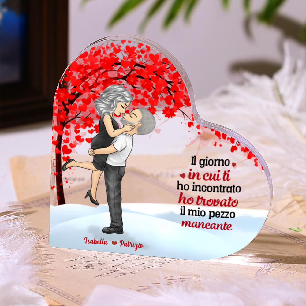 Decorazione Cuore Personalizzata in Acrilico - Coppia in Abbraccio con 2 Nomi Personalizzati | Jessemade