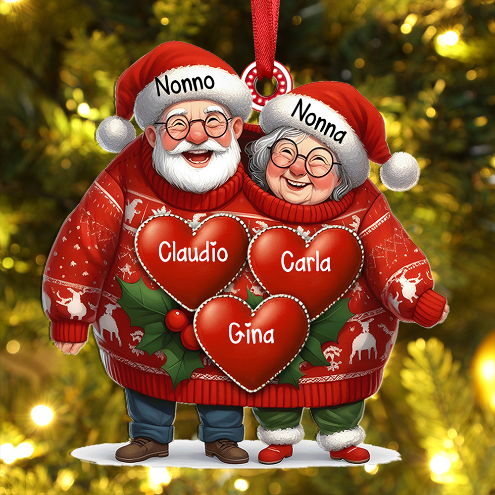 Pendente natalizio personalizzato – Regalo di Natale per la famiglia con 3-8 nomi personalizzati per nonno e nonna | Jessemade