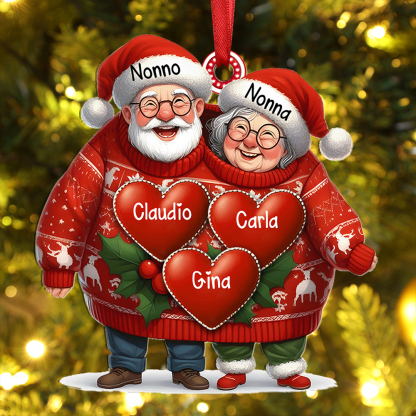 Pendente natalizio personalizzato – Regalo di Natale per la famiglia con 3-8 nomi personalizzati per nonno e nonna | Jessemade