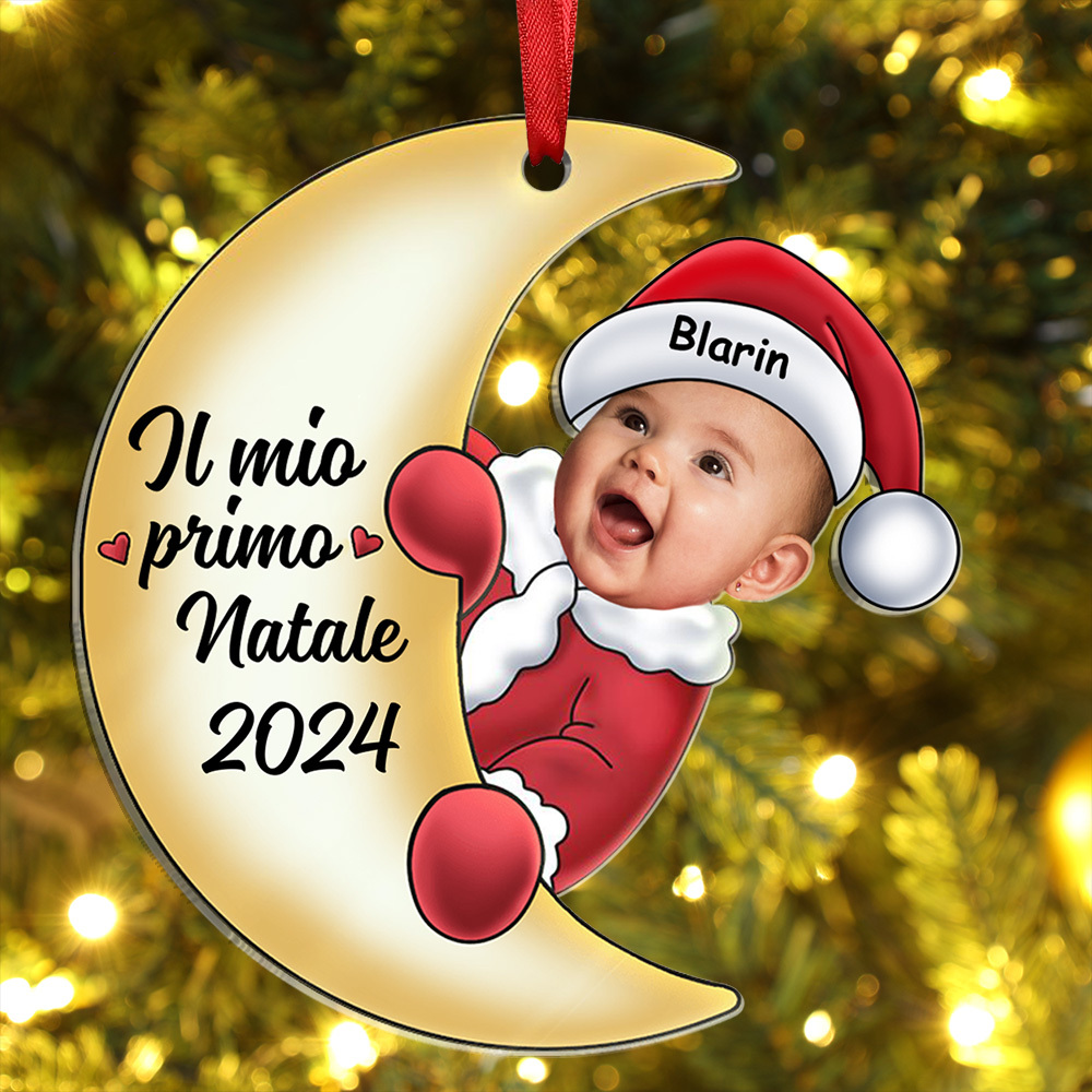 Ornamento di Natale a Forma di Luna Personalizzato per il Primo Natale del Bambino | Jessemade - Regalo di Natale per la famiglia