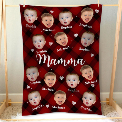 Coperta Personalizzata con Volti e Nomi dei Tuoi Bimbi – Il Regalo Più Dolce per una Mamma Speciale | Jessemade