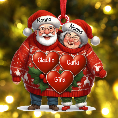 Pendente natalizio personalizzato – Regalo di Natale per la famiglia con 3-8 nomi personalizzati per nonno e nonna | Jessemade